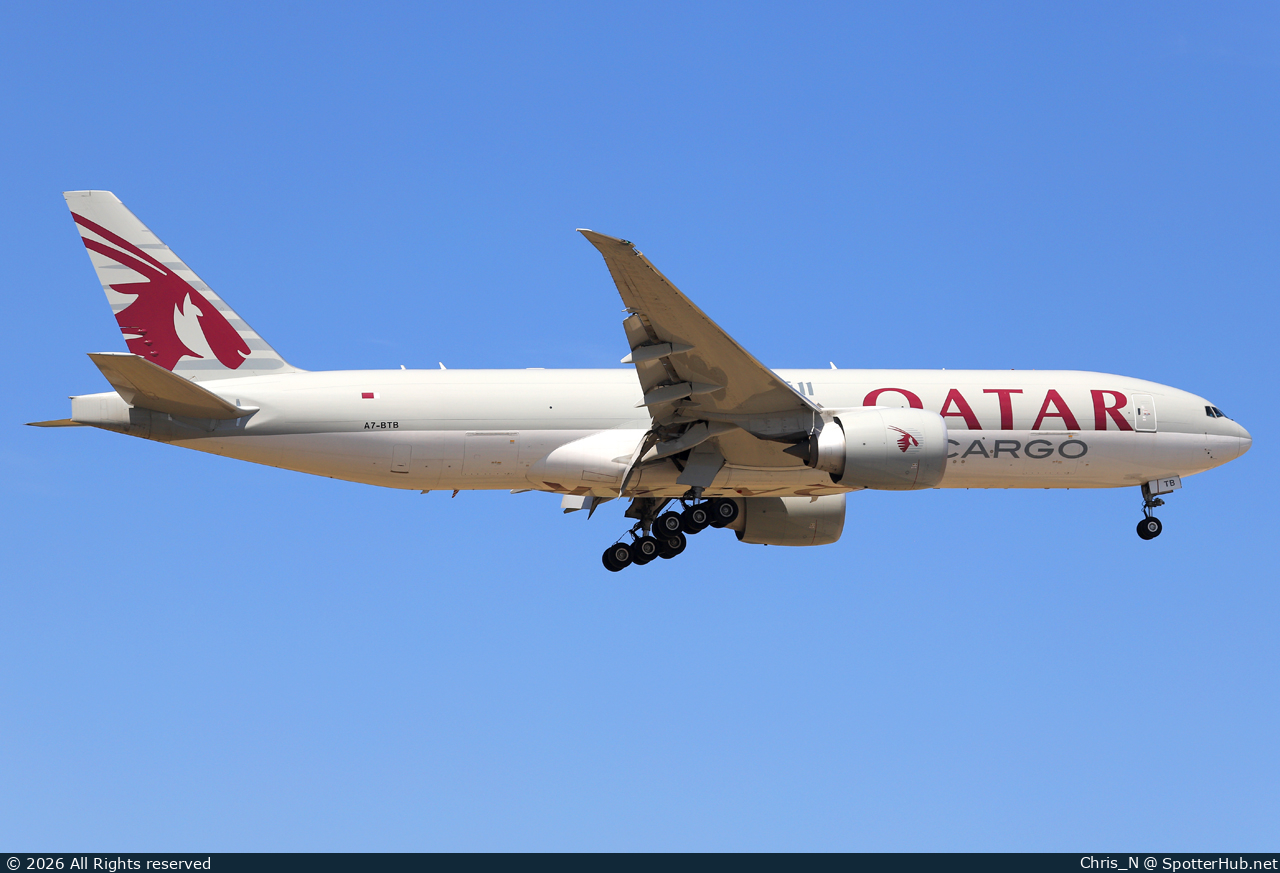Photo of A7-BTB - Boeing 777-F operated by Qatar Airways Cargo