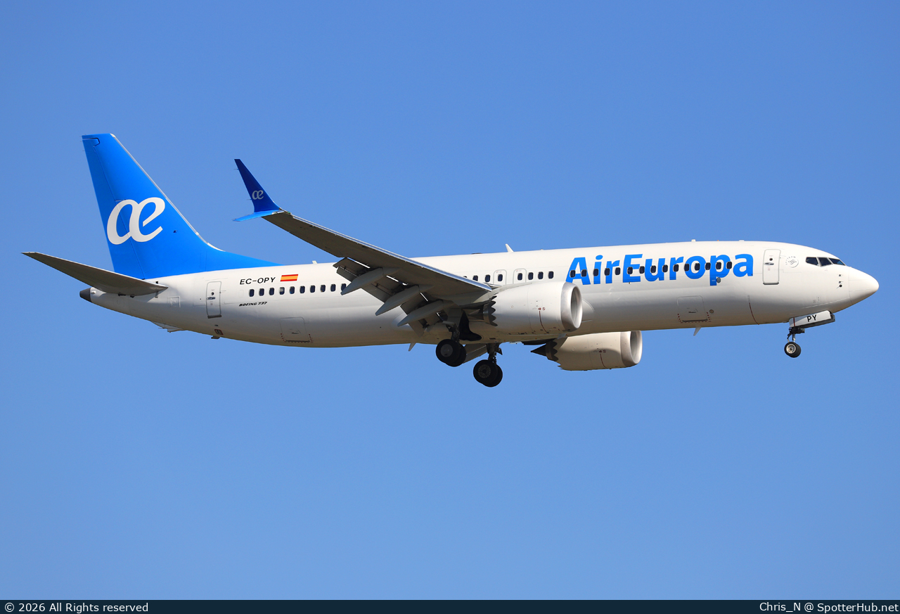 Photo of EC-OPY - Boeing 737 MAX 8 operated by Air Europa