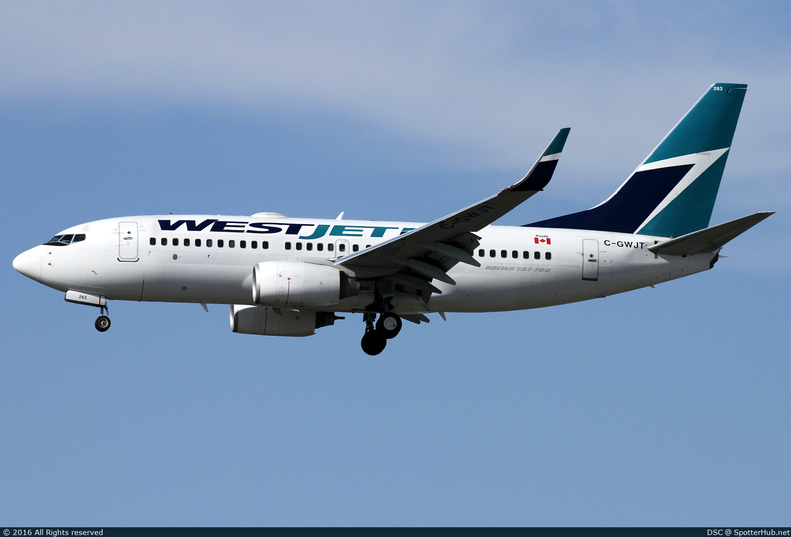 Photo of C-GWJT - Boeing 737-7CT operated by WestJet Airlines
