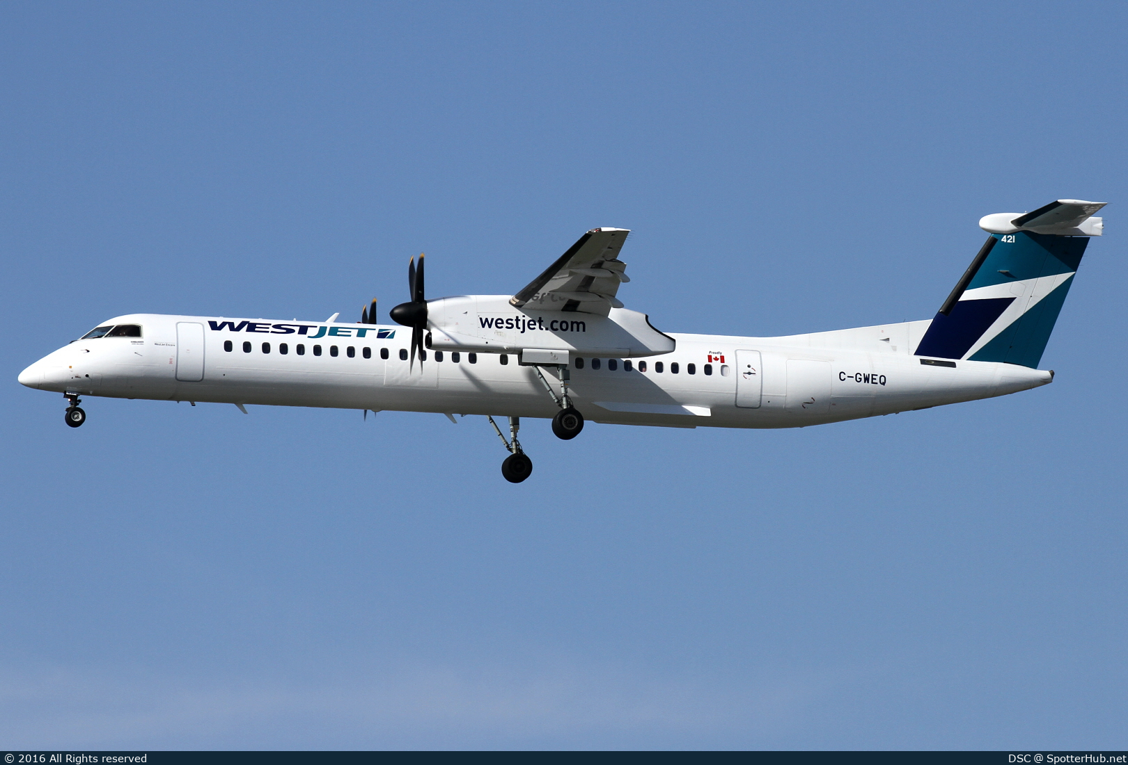 Photo of C-GWEQ - Bombardier DHC-8-402 Dash 8 Q400 operated by WestJet Encore