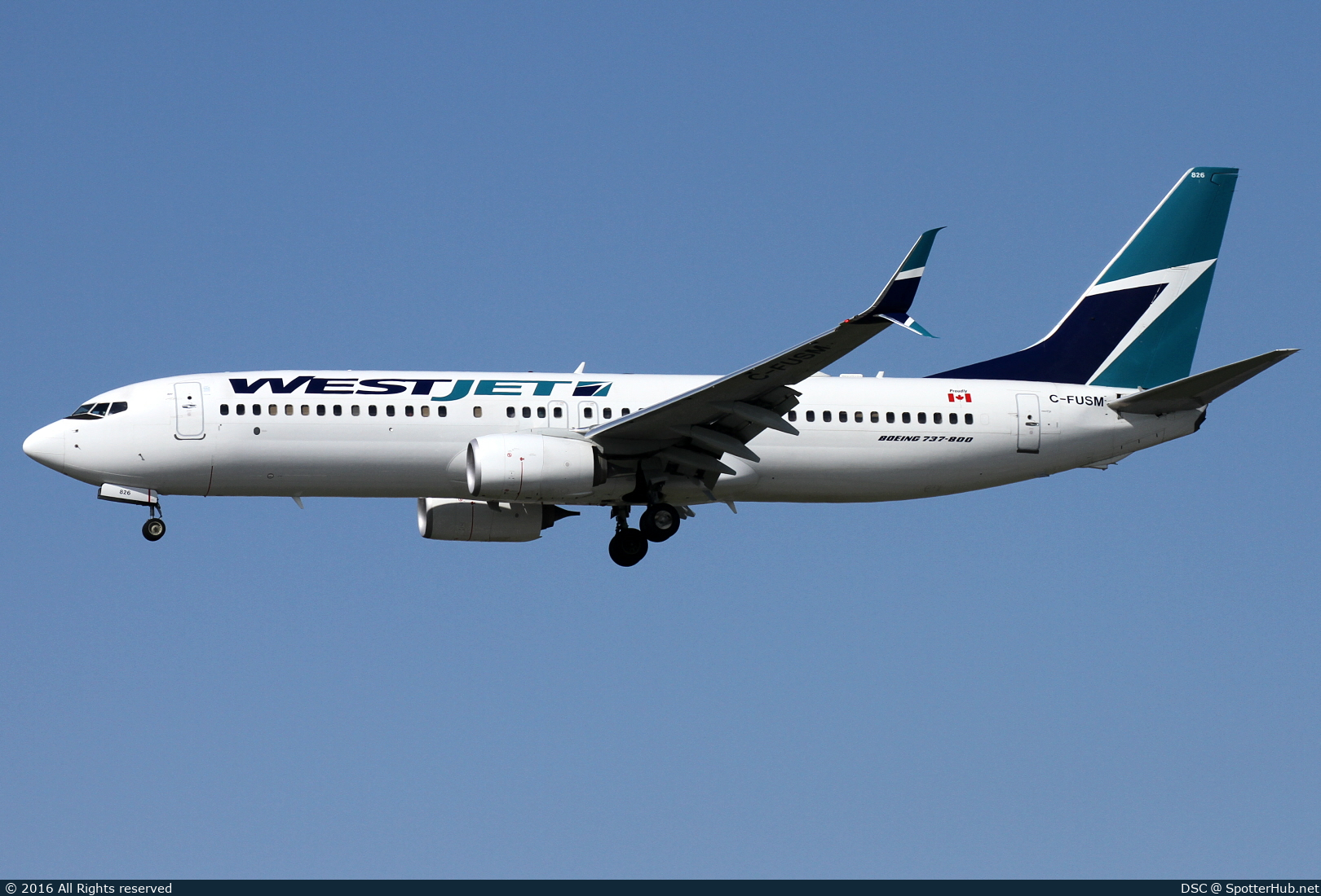 Photo of C-FUSM - Boeing 737-8CT operated by WestJet Airlines