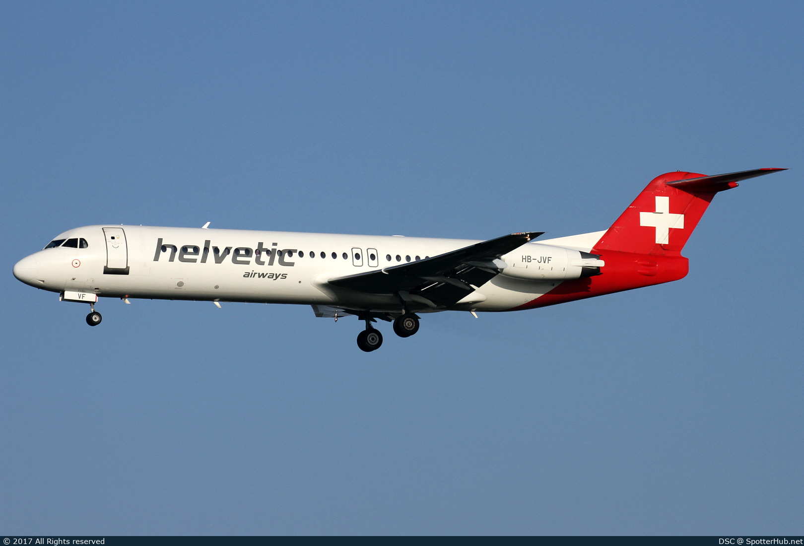 Photo of HB-JVF - Fokker 100 operated by Helvetic Airways