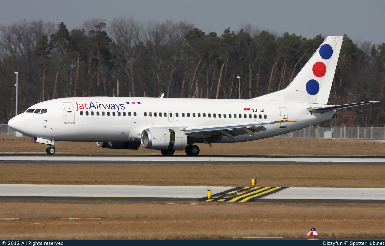 Photo of YU-ANL - Boeing 737-3H9 operated by JAT Airways