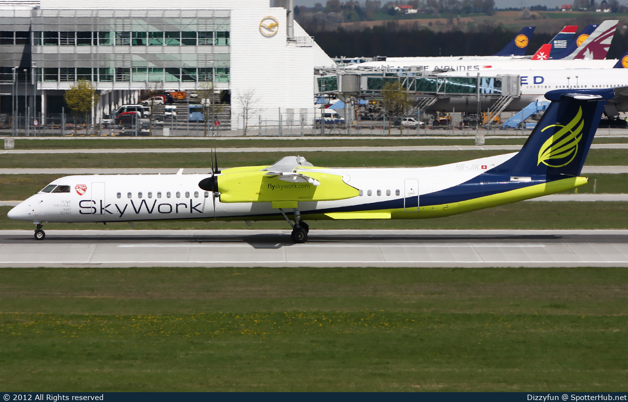 Photo of HB-JIK - Bombardier DHC-8-402 Dash 8 Q400 operated by SkyWork Airlines