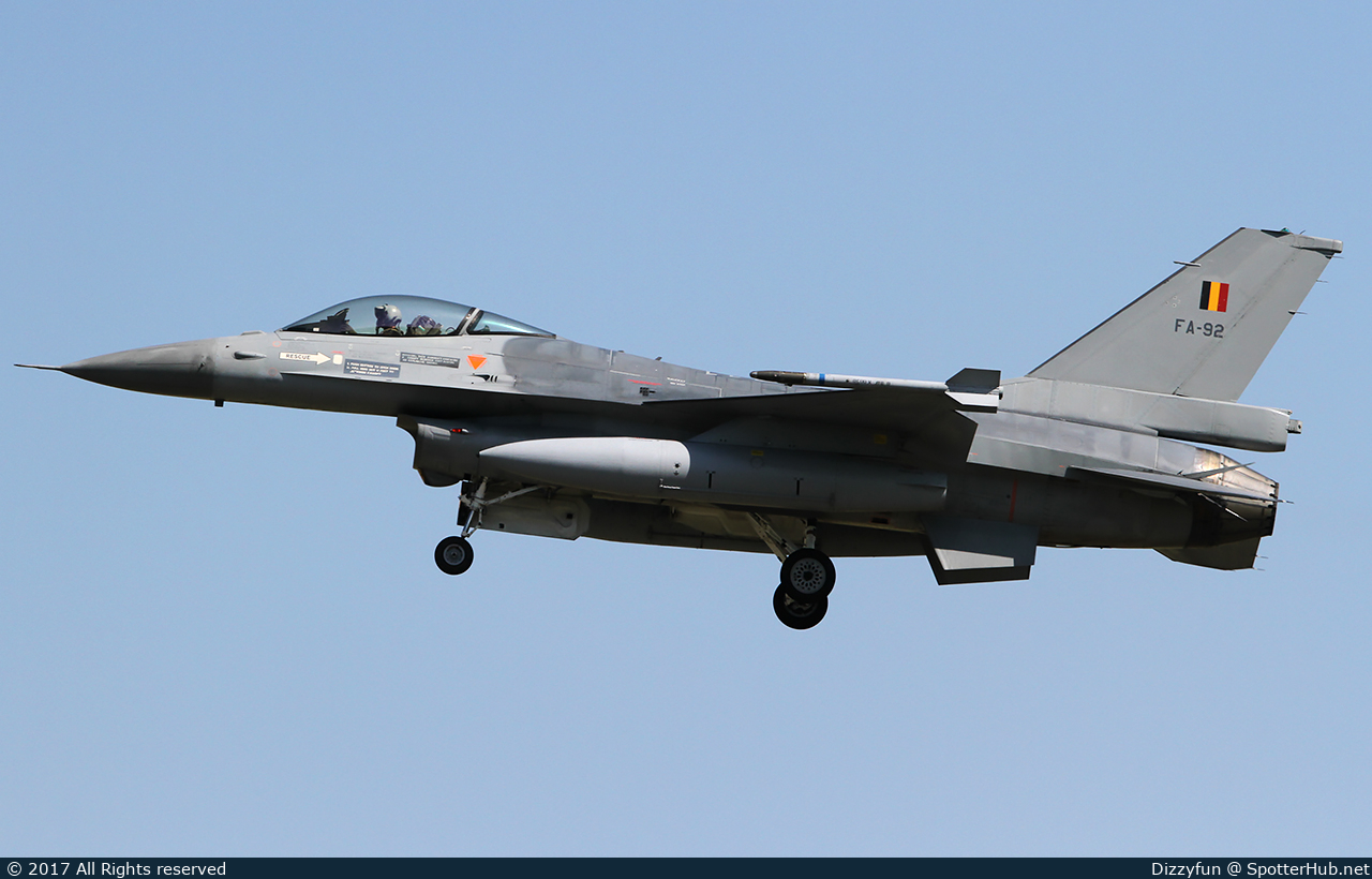 Photo of FA-92 - General Dynamics F-16AM Fighting Falcon operated by Belgian Air Force