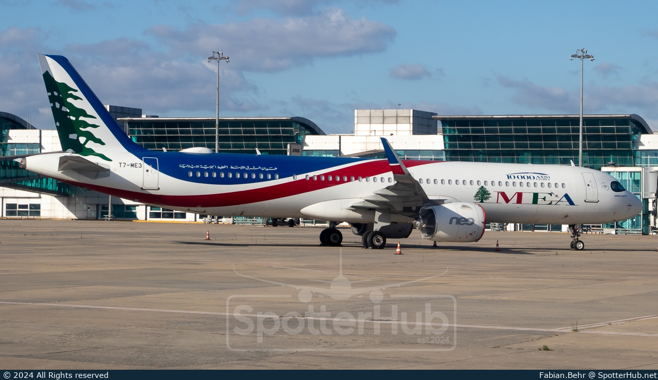 Photo of T7-ME3 - Airbus A321-271NX operated by MEA Middle East Airlines