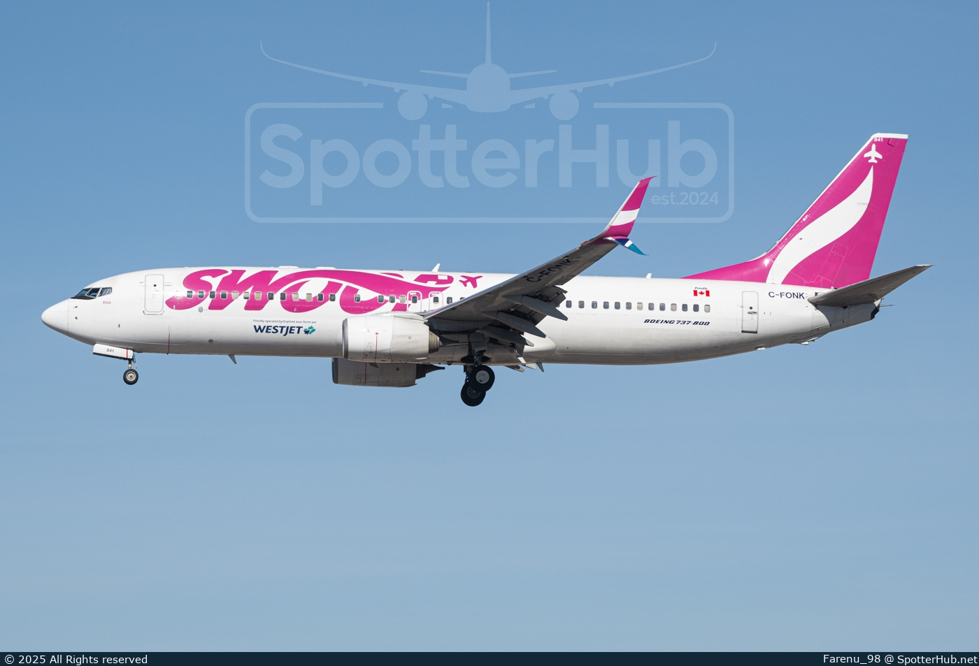 Photo of C-FONK - Boeing 737-8CT operated by WestJet Airlines