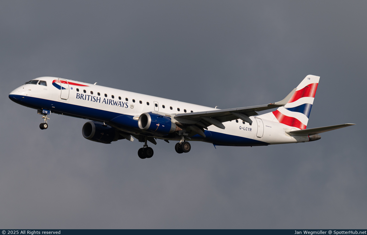 Photo of G-LCYR - Embraer ERJ-190SR operated by BA CityFlyer