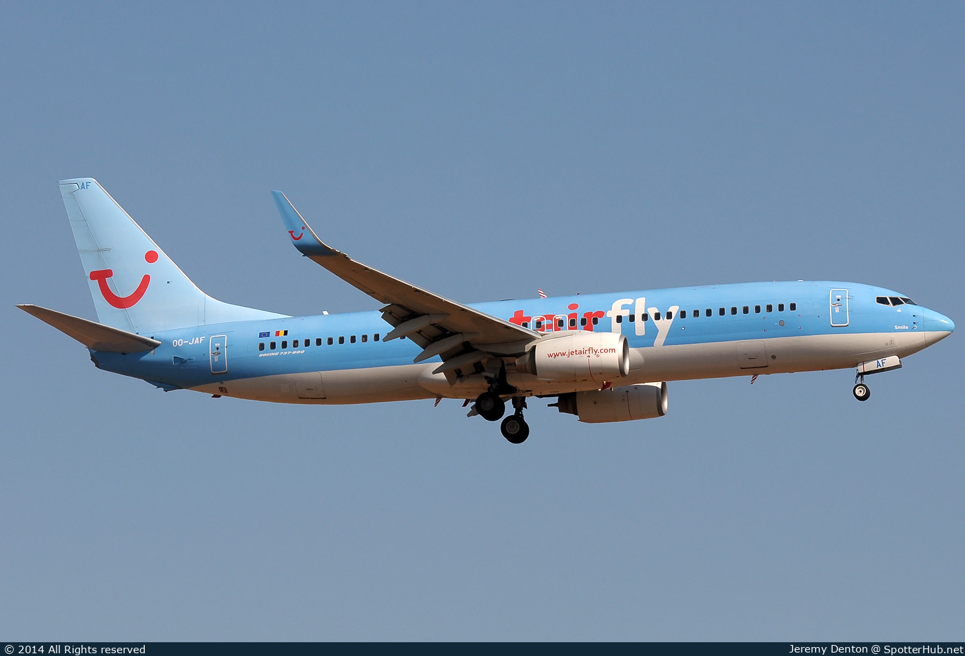 Photo of OO-JAF - Boeing 737-8K5 operated by Jetairfly