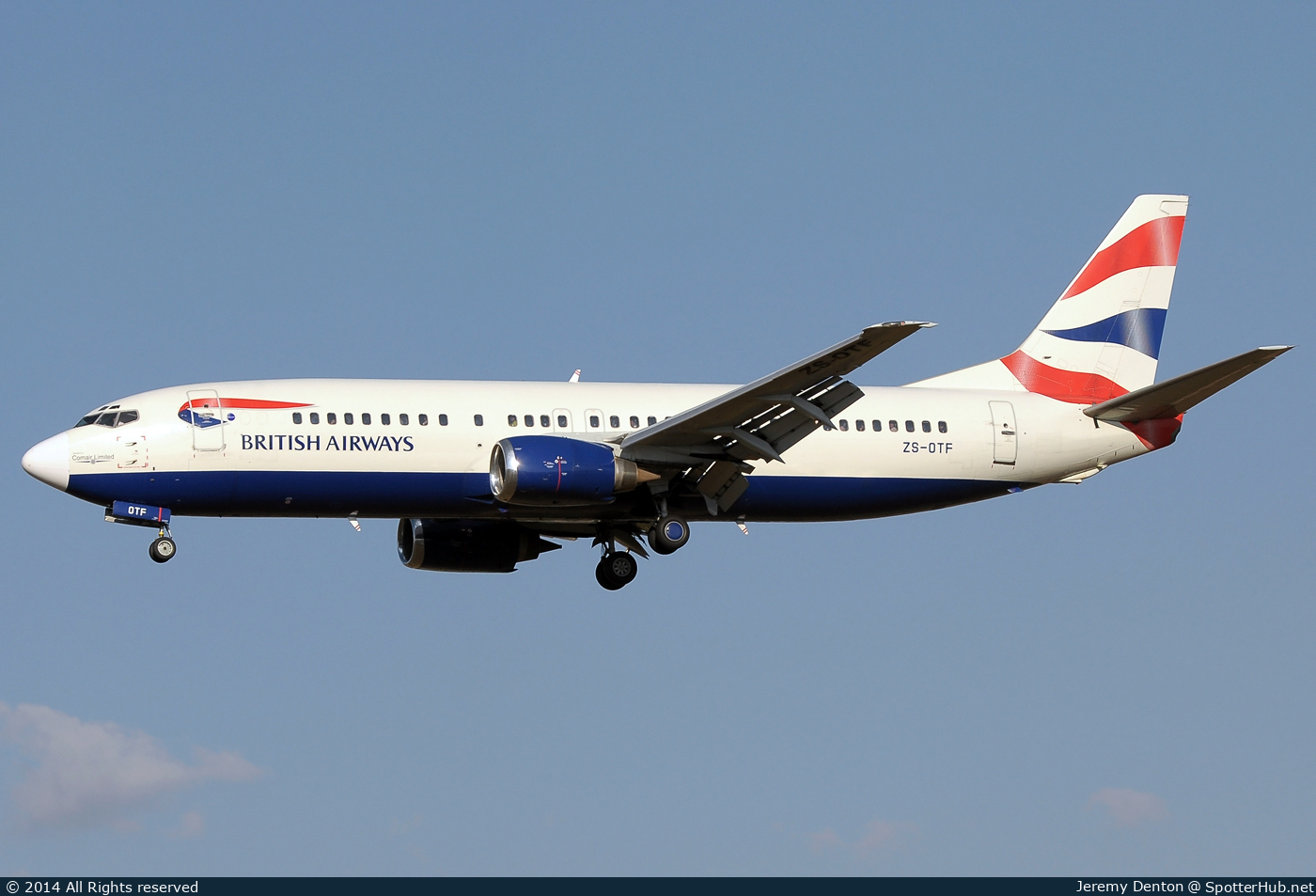 Photo of ZS-OTF - Boeing 737-436 operated by British Airways (opb Comair Limited)