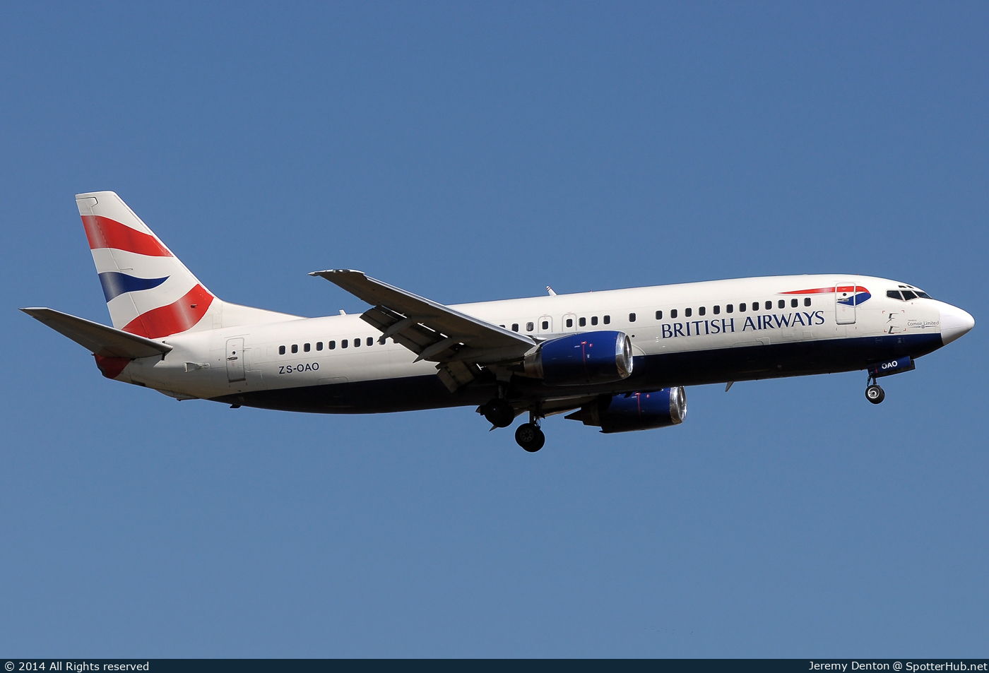 Photo of ZS-OAO - Boeing 737-4S3 operated by British Airways (opb Comair Limited)