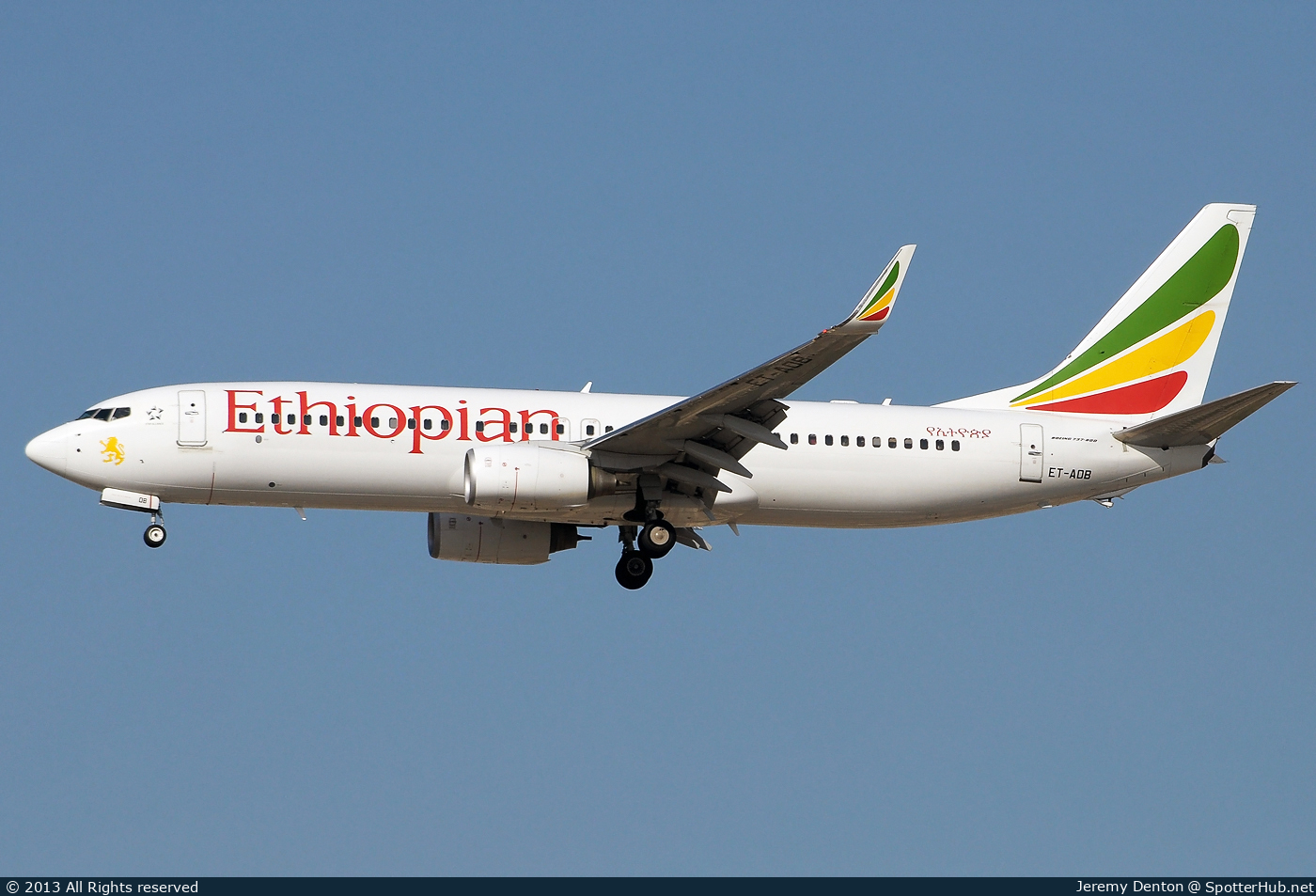 Photo of ET-AOB - Boeing 737-8HO operated by Ethiopian Airlines
