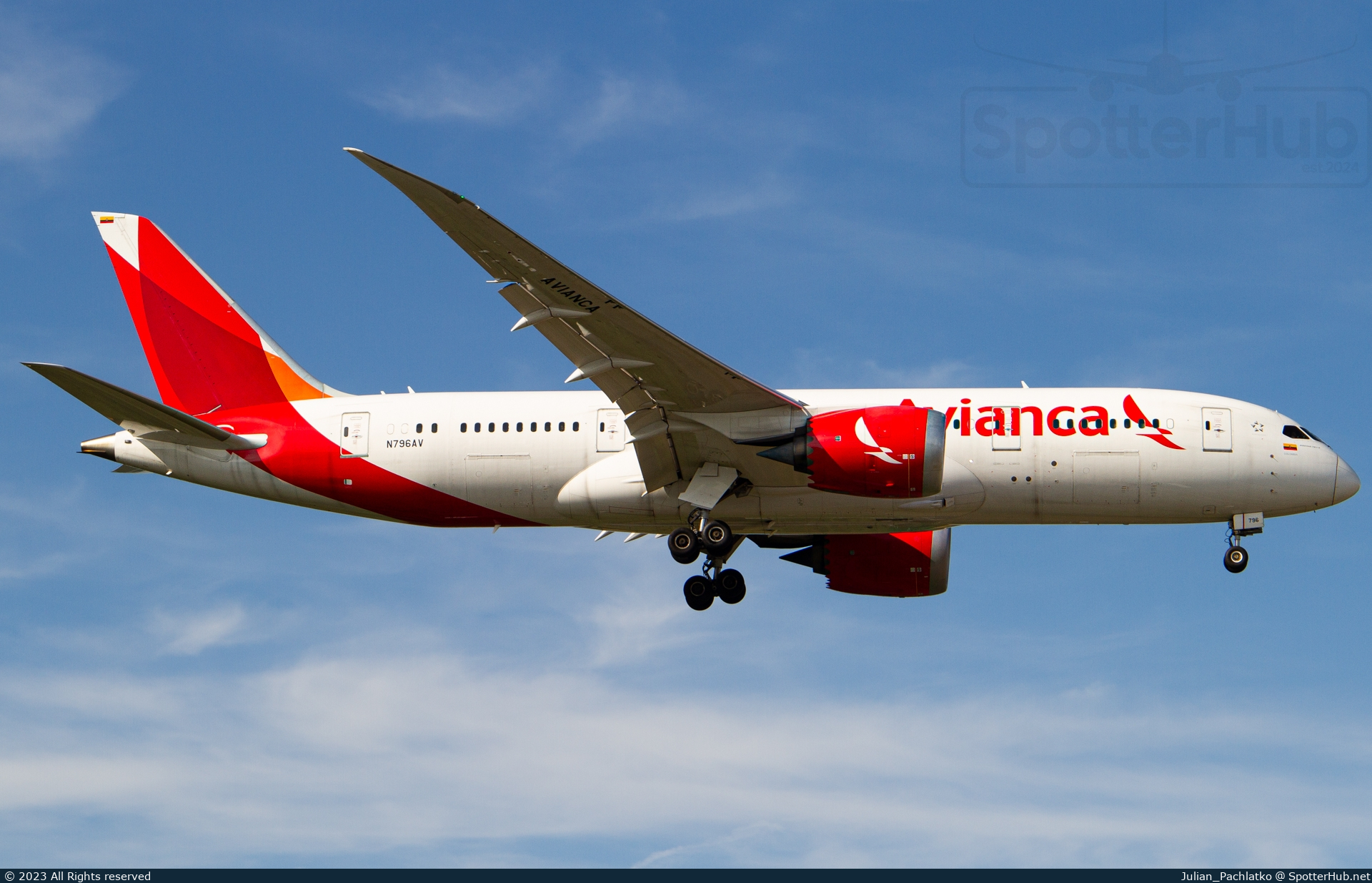Photo of N796AV - Boeing 787-8 Dreamliner operated by Avianca