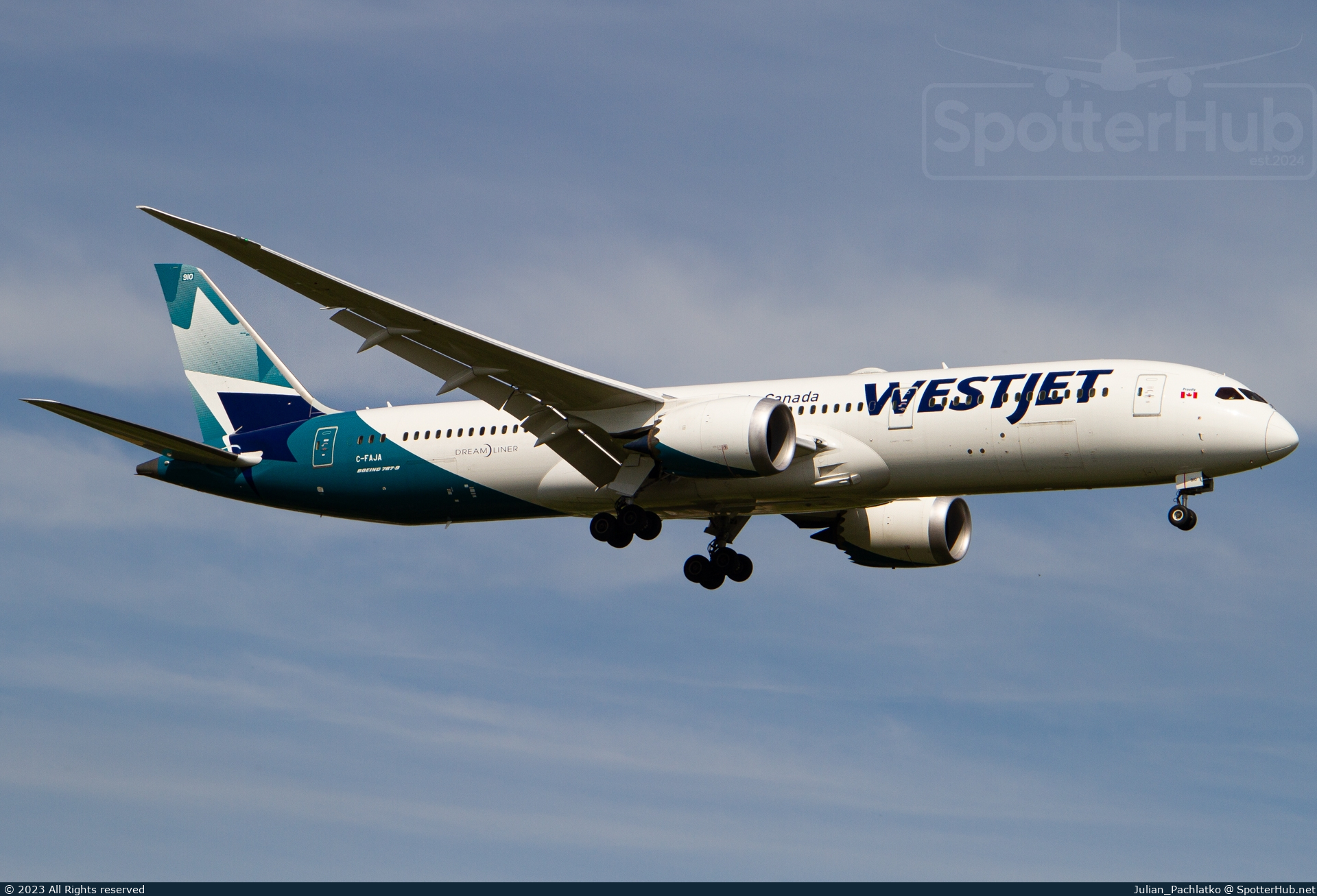 Photo of C-FAJA - Boeing 787-9 Dreamliner operated by WestJet Airlines