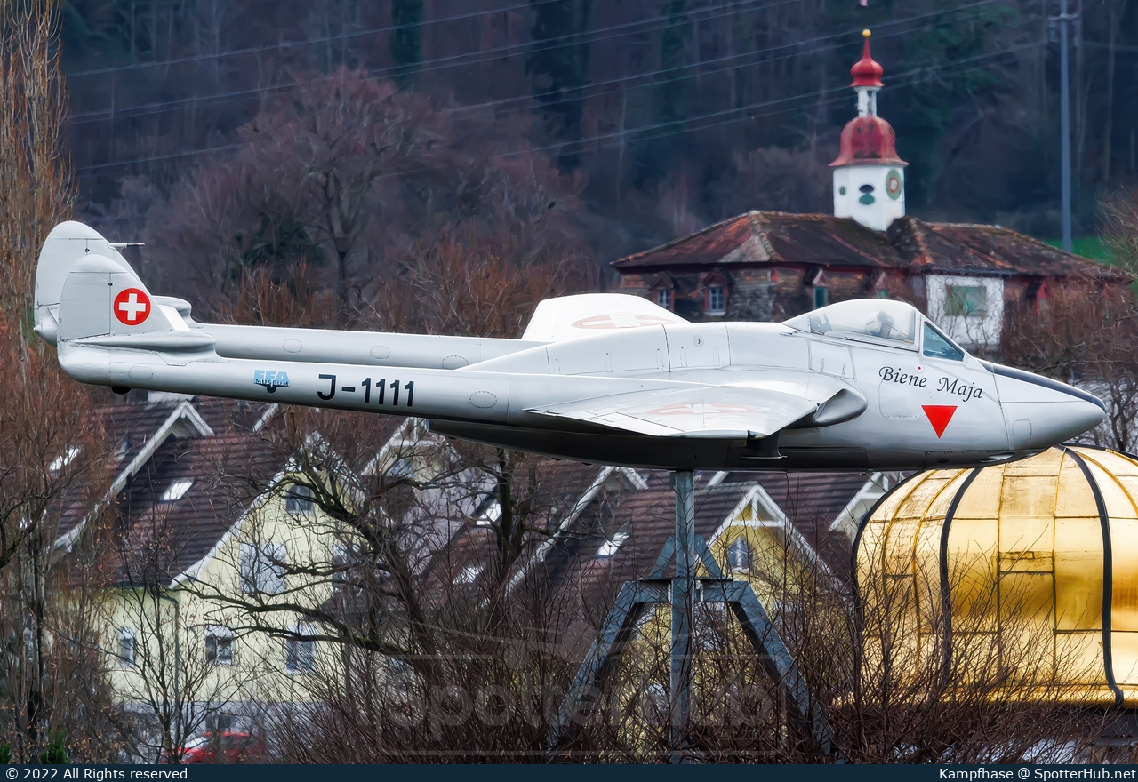 Photo of J-1111 - De Havilland DH-100 Vampire FB.6 operated by Swiss Air Force