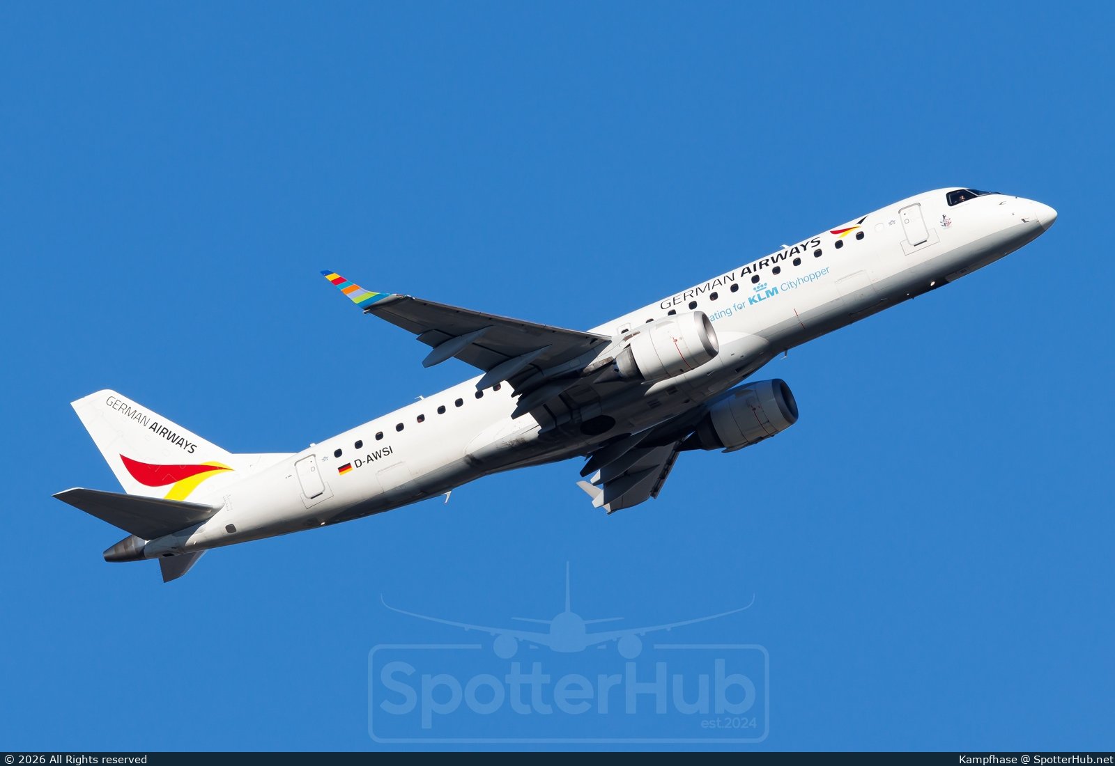 Photo of D-AWSI - Embraer ERJ-190LR operated by KLM Cityhopper (opb German Airways)