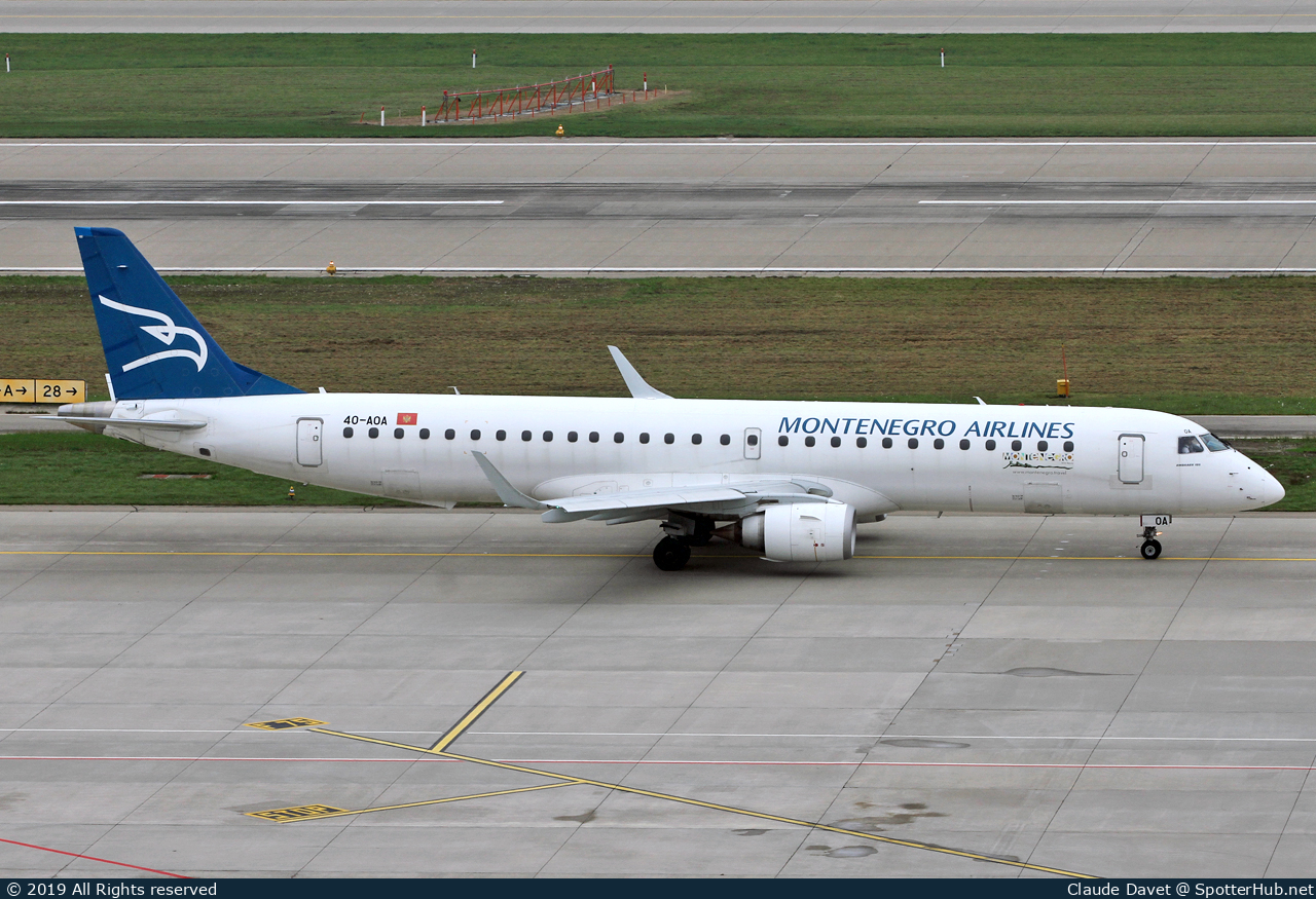 Photo of 4O-AOA - Embraer ERJ-195LR operated by Montenegro Airlines