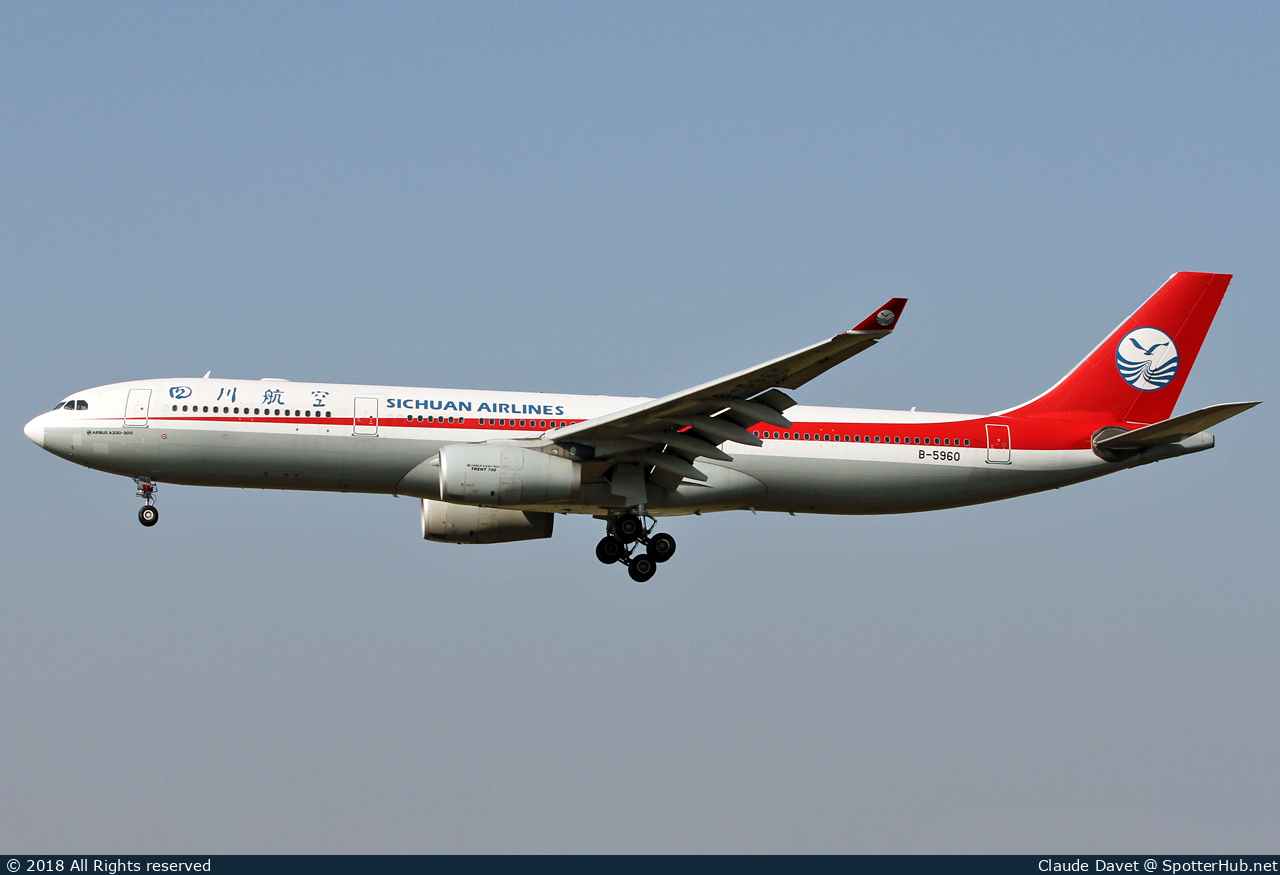 Photo of B-5960 - Airbus A330-343 operated by Sichuan Airlines