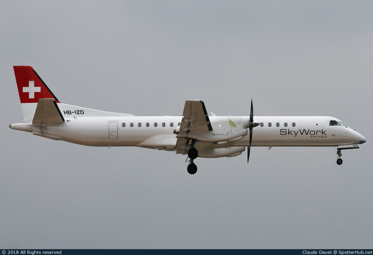 Photo of HB-IZD - Saab 2000 operated by SkyWork Airlines