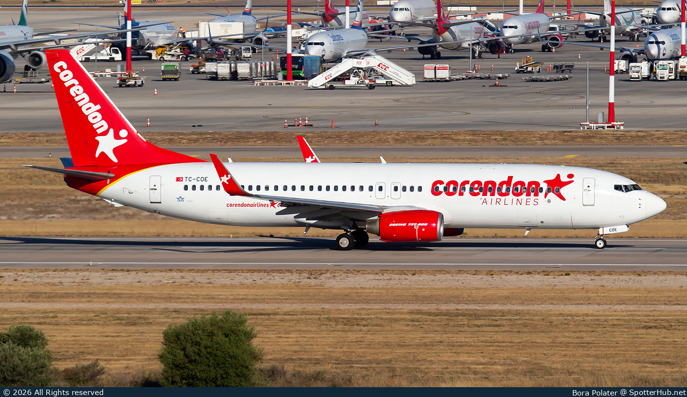 Photo of TC-COE - Boeing 737-86J operated by Corendon Airlines