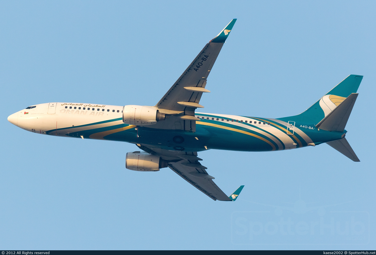 Photo of A4O-BA - Boeing 737-8BK operated by Oman Air