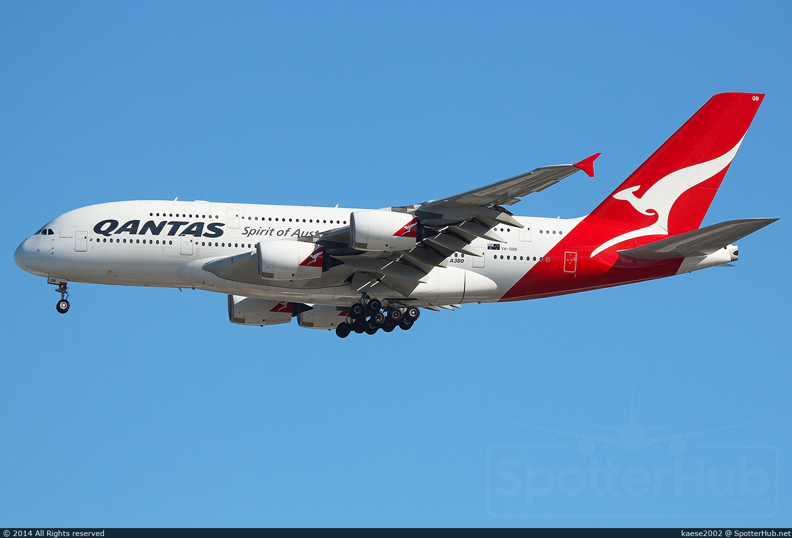 Photo of VH-OQB - Airbus A380-842 operated by Qantas
