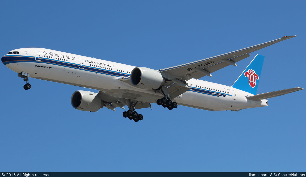 Photo of B-7588 - Boeing 777-31B(ER) operated by China Southern Airlines