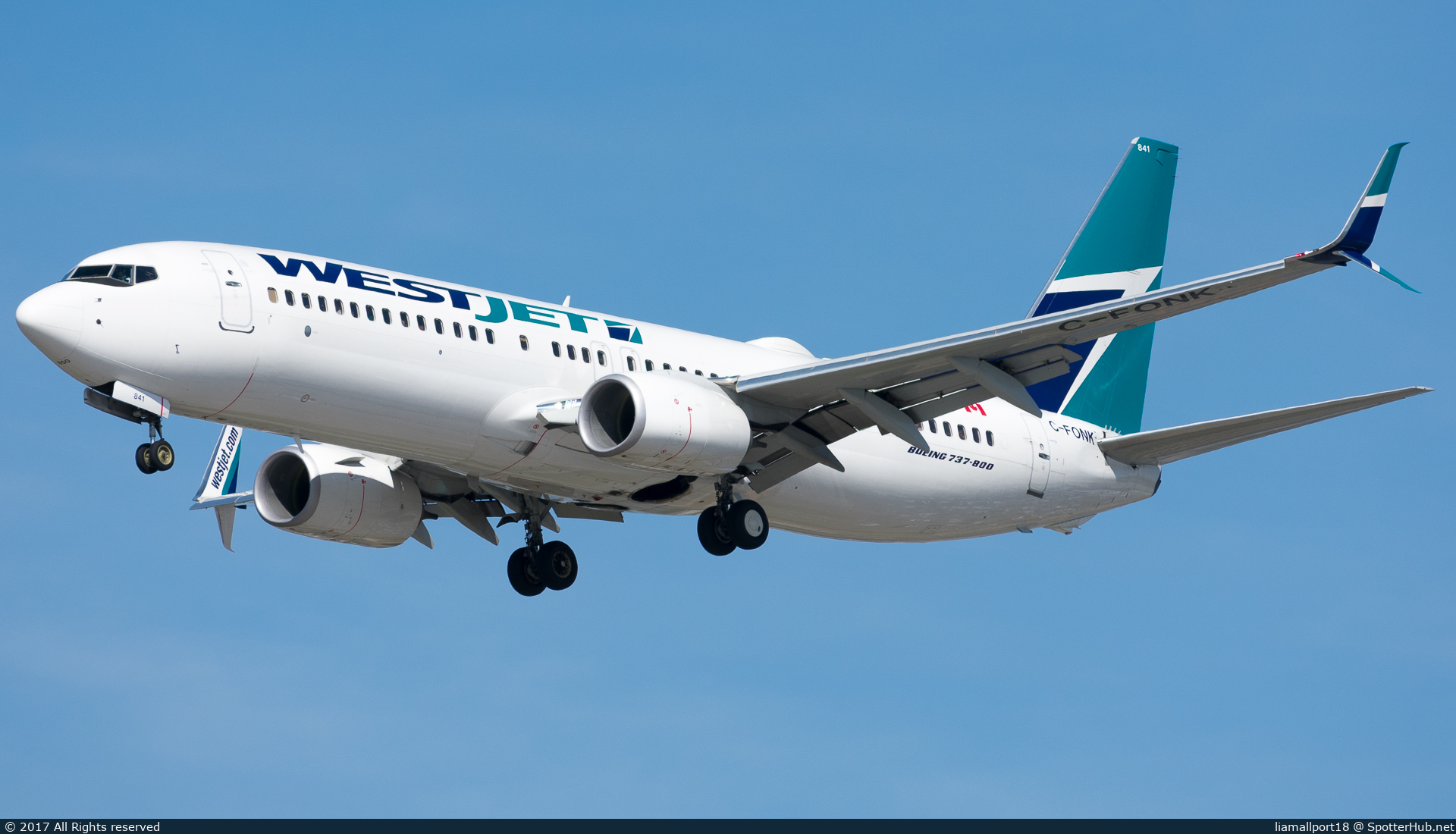 Photo of C-FONK - Boeing 737-8CT operated by WestJet Airlines