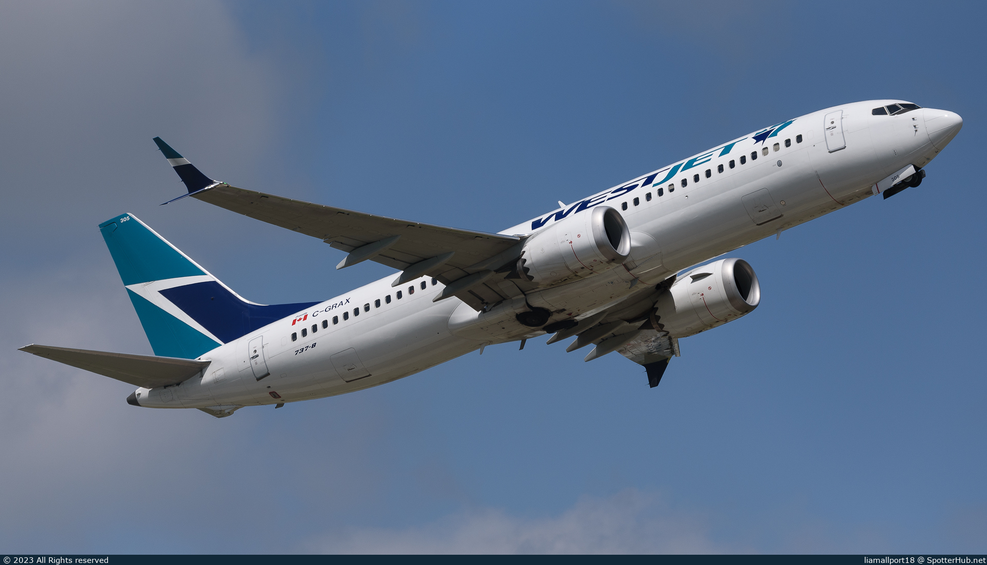 Photo of C-GRAX - Boeing 737 MAX 8 operated by WestJet Airlines