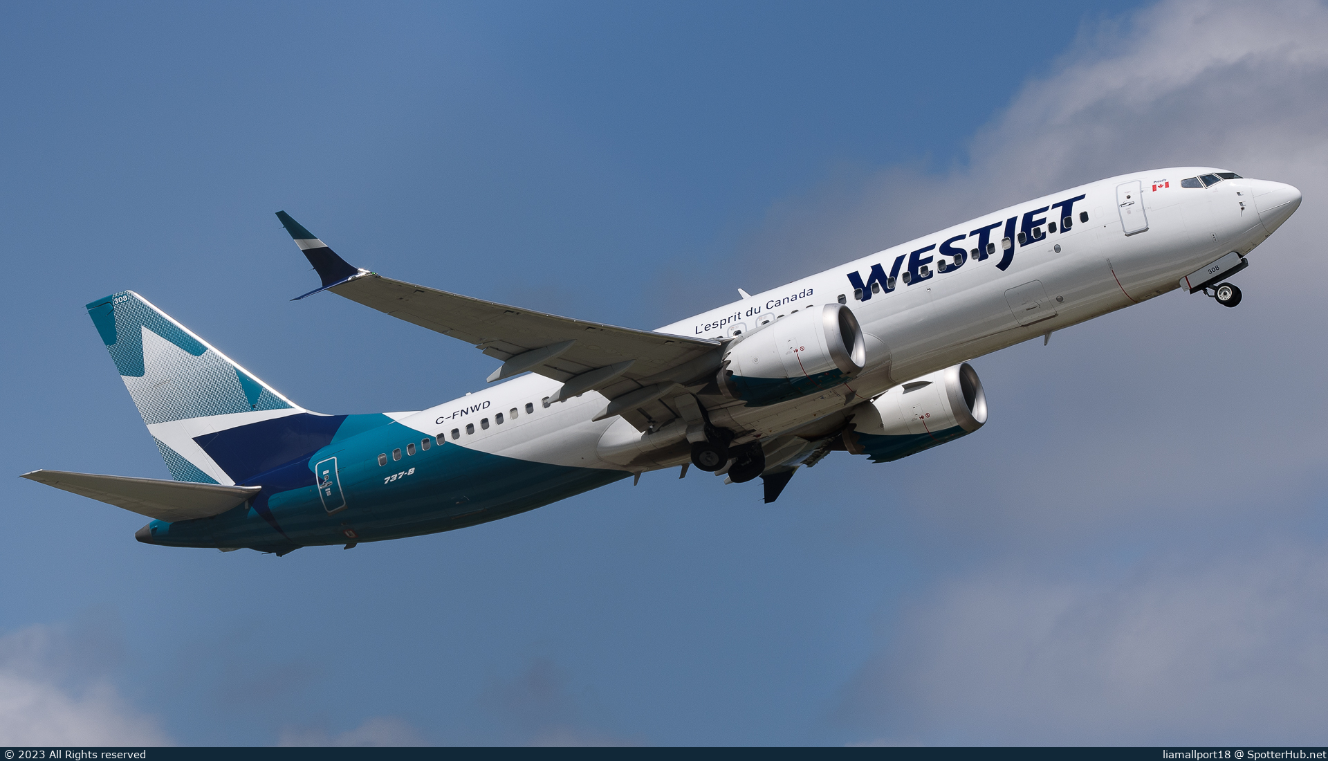 Photo of C-FNWD - Boeing 737 MAX 8 operated by WestJet Airlines
