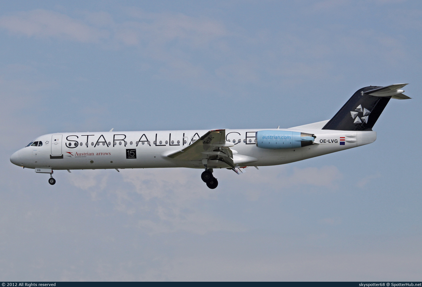 Photo of OE-LVG - Fokker 100 operated by Austrian Arrows (opb Tyrolean Airways)