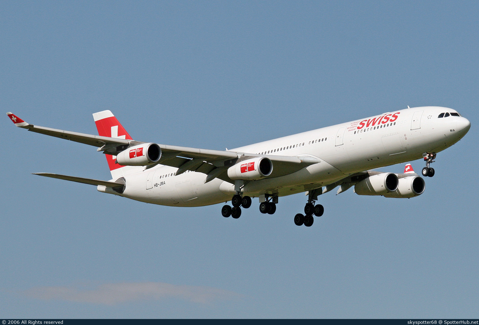 Photo of HB-JMA - Airbus A340-313 operated by Swiss International Air Lines