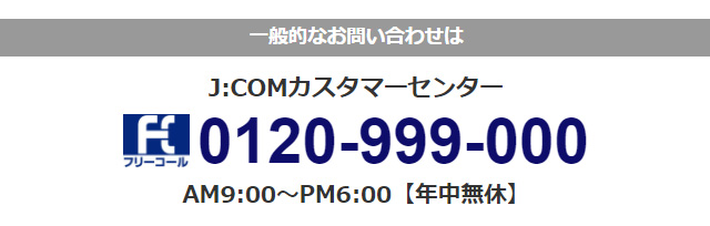 J:COMカスタマーセンター 0120-999-000 AM9:00～PM6:00【年中無休】