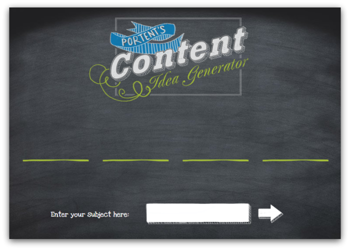 Portent’s Content Idea Generator home page screenshot