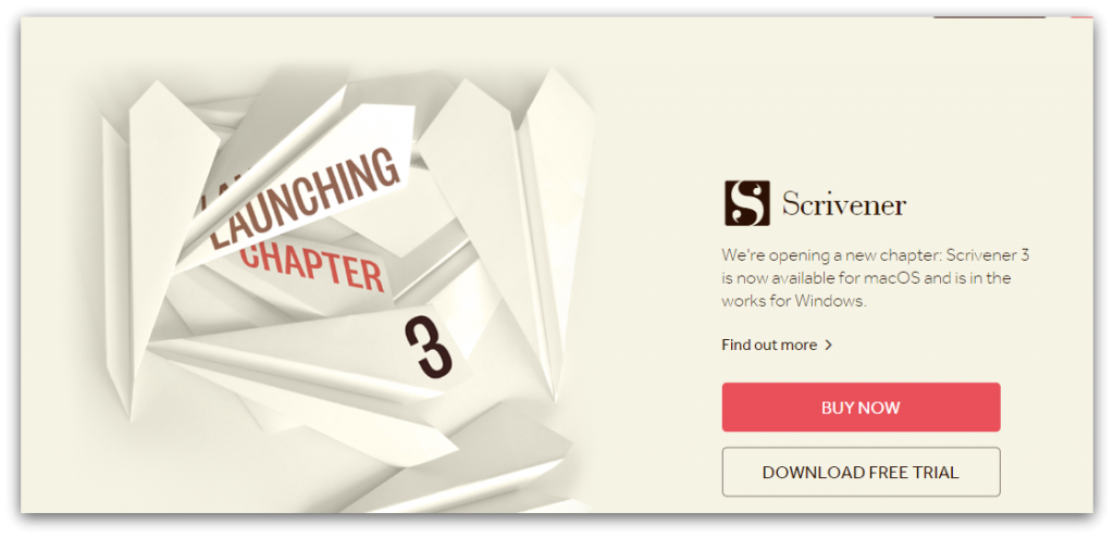 Scrivener home page screenshot