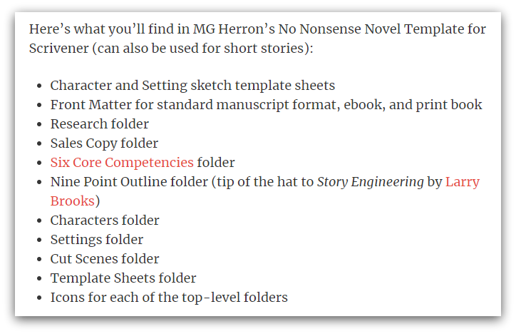 Scrivener no nonsense novel template