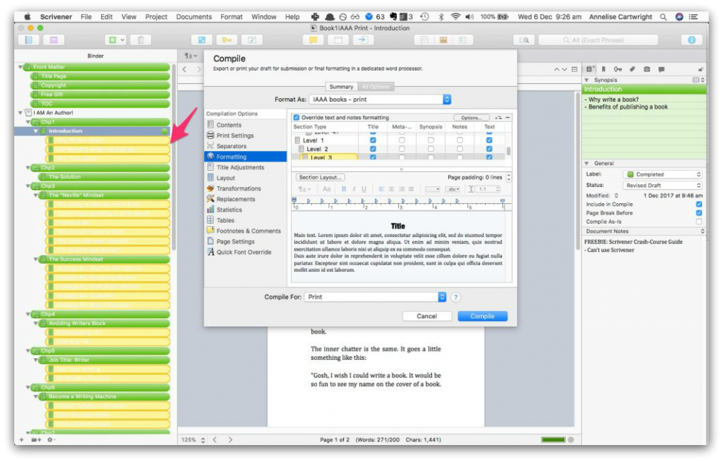 how to write a novel in scrivener for pc