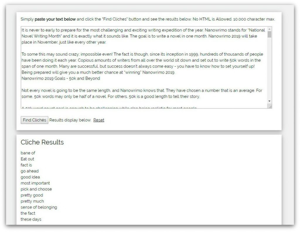 cliche finder writing tool