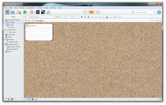 scrivener windows organization sketch template