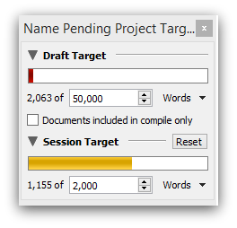 Scrivener goal setting feature example