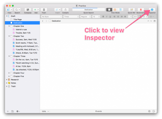 Scrivener inspector