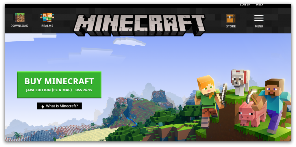 minecraft homepage screenshot