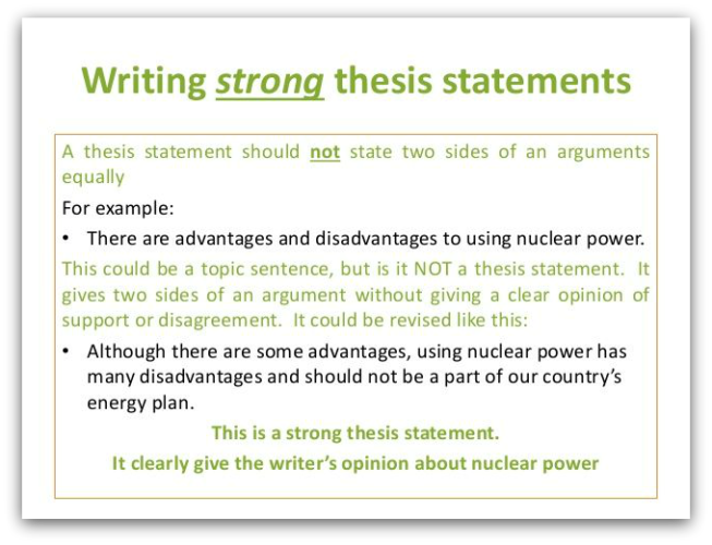 what makes a thesis statement good or bad