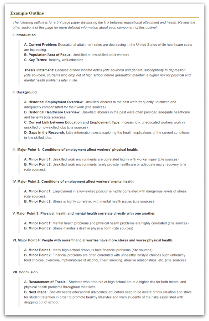 example of outline for research paper