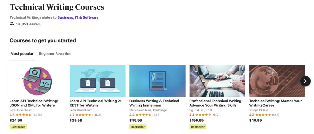 Udemy Technical Writing Courses