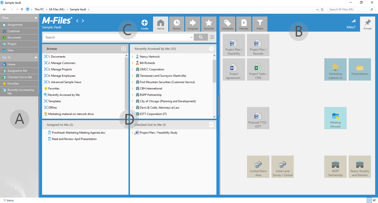 M-files user interface