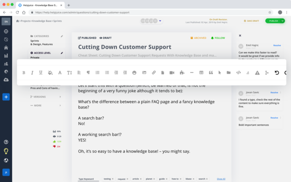 knowledge management system interface