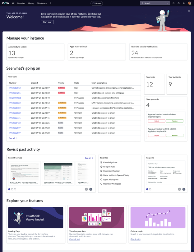 ServiceNow interface