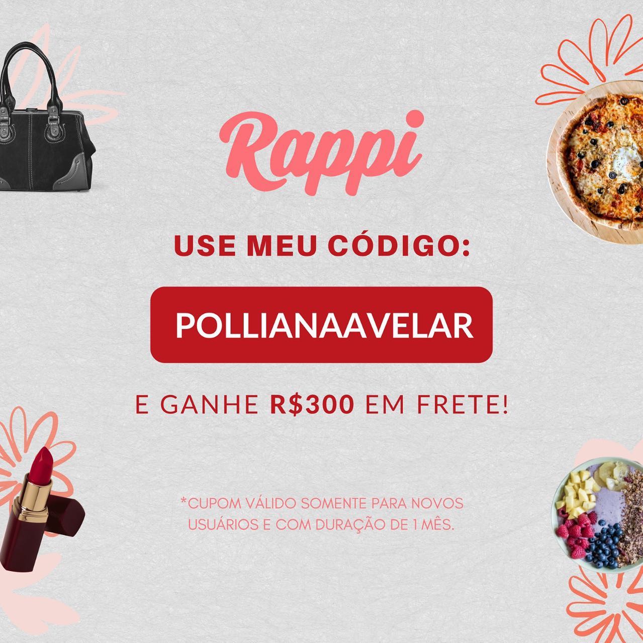 Quer ganhar R$300,00 em frete grátis no rappibrasil?! 
Use meu cupom POLLIANAAVELAR ! 
Válido para novos usuários. 
.
.
.
.
Só saia de casa se for necessário! 
#pedeumrappi #publi #rappi #cupomdedesconto