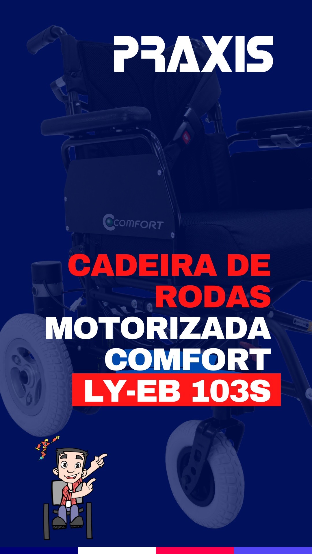 CADEIRA DE RODAS MOTORIZADA COMFORT LY-EB 103S

Agora com um novo desing e joystick tecnológico.
Fecha em x sem necessidade de retirar a bateria, com apenas 12kg de estrutura.

@Praxisbr, sinônimo de:
✔ ALTA Tecnologia
✔ Qualidade Comprovada
✔ Versatilidade
✔ Extremamente Confortável

Descrição
Estrutura em X dobrável
Encosto dobrável
Joystick eletrônico com ajuste de potência
Assento e encosto almofadados em nylon anti-chama
Apoio de braço articulado em PU
Carregador de baterias inteligente.
Freios eletromagnéticos
Capacidade para até 120 kg

Consulte maiores informações:
📲11. 94369-0977
.
.
.
.
.
.
.
.
#cadeiramotorizada
#produtosortopedicos #acessibilidade #mobilidade
#produtospraxis #praxisbr
#PubliPCD #CadeiradeRodas

#PraTodosVerem

Vídeo com capa de fundo azul e a cadeira na cor preta, logo da Praxis em branco acima, no centro, o título em caixa alta nas cores branco e Rosa, com detalhes e retângulo de fundo rosa e azul, abaixo o mascote do blog, garoto cadeirante de pele branca apontando para o título, no vídeo aparecem imagens e takes da cadeira de rodas motorizada, funções e descritivos da legenda, como Joy Stick, bateria e apoios laterais entre outros, imagens também da cadeira sendo conduzida ao ar livre na cidade de São Paulo.